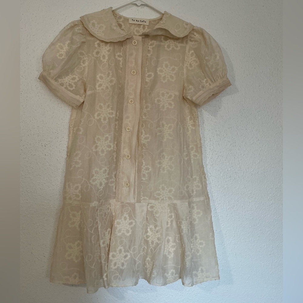 NWOT Elegant Lace Embroidered Cream Dress